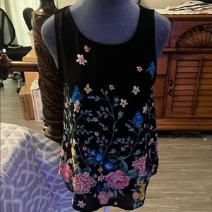 Floral Black Sleeveless Top